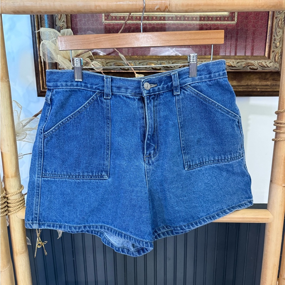 Vintage Too Hot 100% Cotton Denim Cargo Style Shorts ~ Size 12 (Modern 8) 🍄